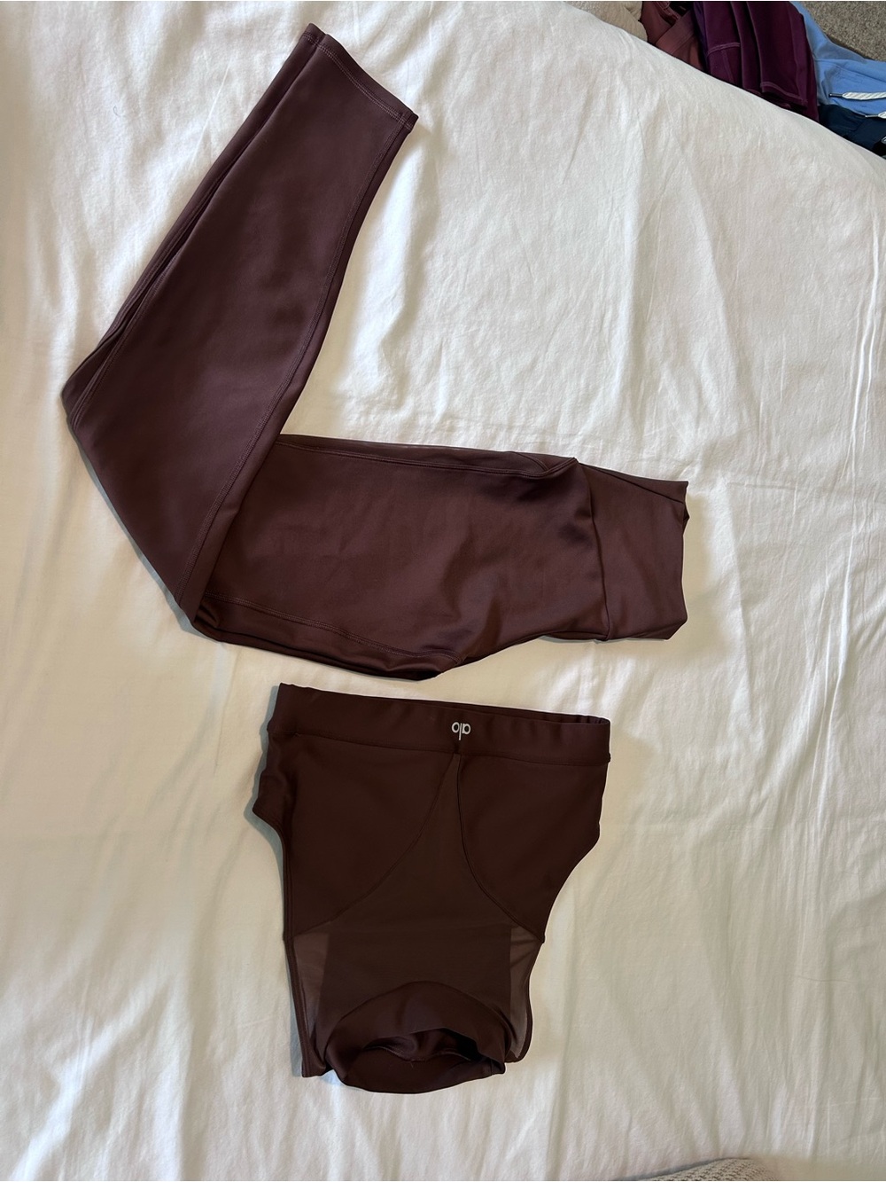 ALO Yoga Women's Deep Brown High-Waist Leggings and Crop Top Set